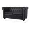 vidaXL Canap&eacute; Chesterfield &agrave; 2 places similicuir noir