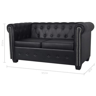 vidaXL Canapé Chesterfield à 2 places similicuir noir