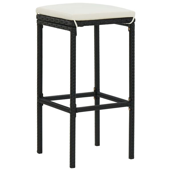 vidaXL Tabourets de bar avec coussins lot de 4 noir r&eacute;sine tress&eacute;e