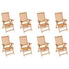vidaXL Chaises inclinables de jardin et coussins lot de 8 Teck solide