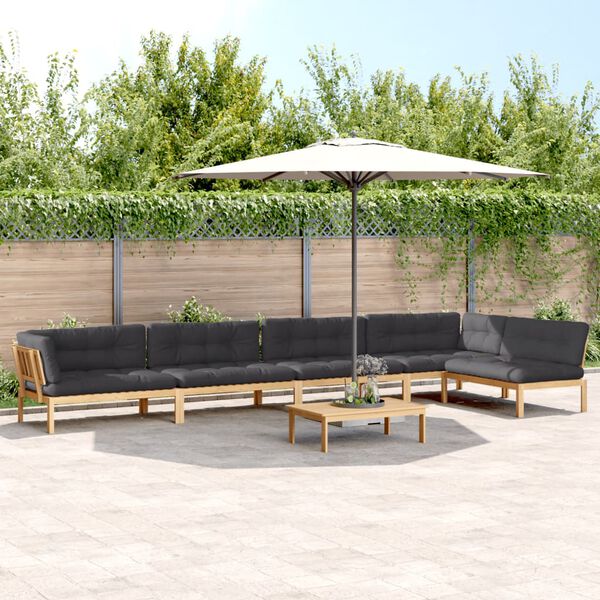 vidaXL Salon palette de jardin avec coussins 6pcs bois d'acacia massif
