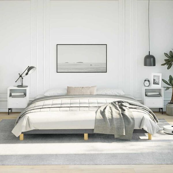 vidaXL Cadre de lit gris fonc&eacute; 193x203 cm tissu