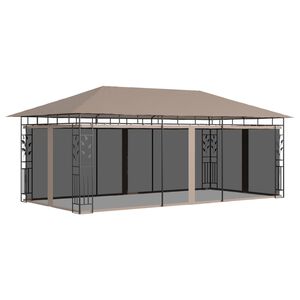 vidaXL Belv&eacute;d&egrave;re avec moustiquaire 6x3x2,73 m Taupe 180 g/m&sup2;