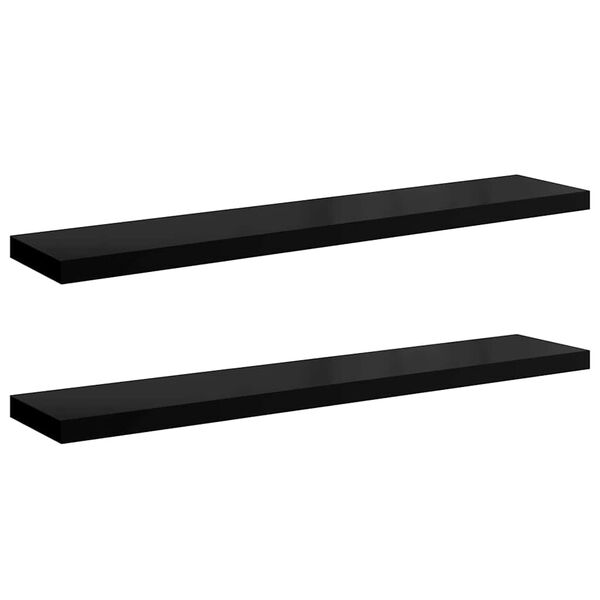 vidaXL &Eacute;tag&egrave;re murale flottante 2 pcs Noir brillant 120x23,5x3,8cm MDF