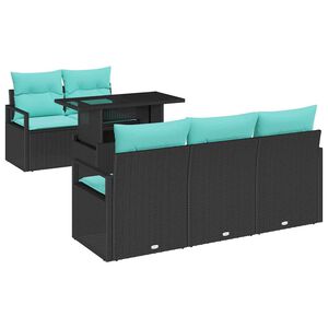 vidaXL Ensemble de canap&eacute; de jardin avec coussin 6 pcs Noir Poly rotin