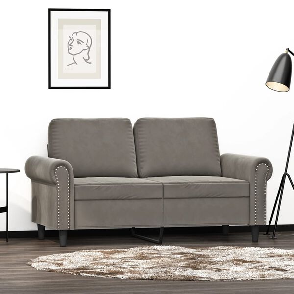 vidaXL Canap&eacute; &agrave; 2 places Gris clair 120 cm Velours