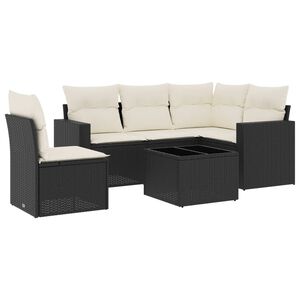 vidaXL Salon de jardin 6 pcs avec coussins noir r&eacute;sine tress&eacute;e