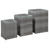 vidaXL Tables d'appoint 3 pcs et dessus en verre Gris R&eacute;sine tress&eacute;e