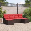 vidaXL Ensemble de canapé de jardin 6 pcs Marron et rouge polyrotin