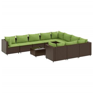 vidaXL Salon de jardin et coussins 11 pcs marron r&eacute;sine tress&eacute;e