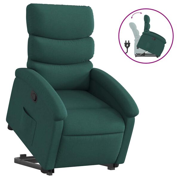vidaXL Fauteuil inclinable vert fonc&eacute; tissu