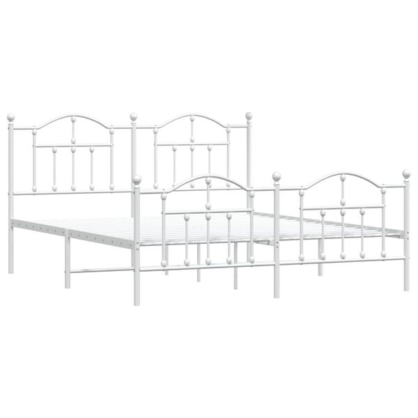 vidaXL Cadre de lit métal sans matelas et pied de lit blanc 183x213 cm