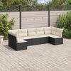 vidaXL Salon de jardin 7 pcs avec coussins noir r&eacute;sine tress&eacute;e