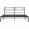 vidaXL Cadre de lit m&eacute;tal sans matelas avec t&ecirc;te de lit noir 135x190cm