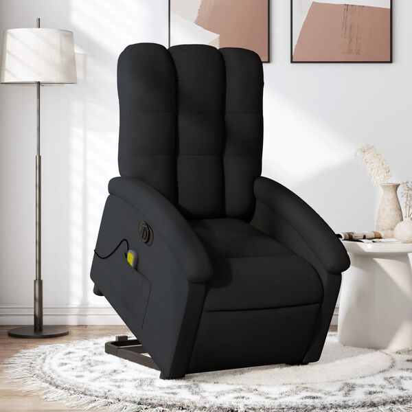 vidaXL Fauteuil inclinable de massage &eacute;lectrique noir tissu