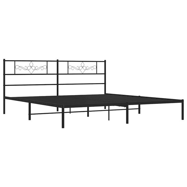 vidaXL Cadre de lit m&eacute;tal sans matelas avec t&ecirc;te de lit noir 183x213cm