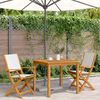 vidaXL Chaises de jardin lot de 2 blanc cr&egrave;me bois acacia massif tissu