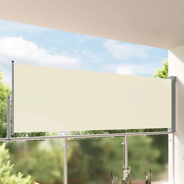 vidaXL Auvent latéral rétractable de patio 120 x 300 cm Blanc cassé