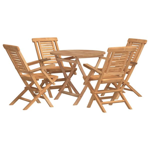 vidaXL Ensemble &agrave; manger de jardin 5 pcs Bois de teck massif