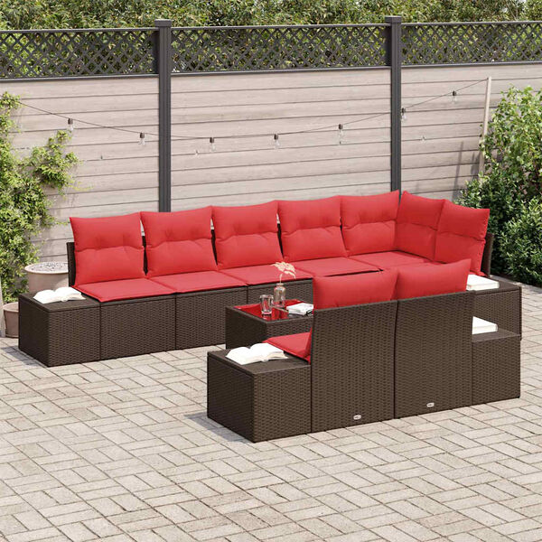 vidaXL Ensemble de canapé de jardin 9 pcs Marron polyrotin