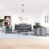 vidaXL Ensemble de canapé Chesterfield et traversins 3 pcs gris foncé