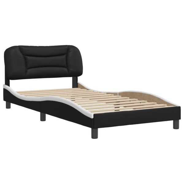vidaXL Cadre de lit sans matelas Hvar noir blanc 100x190 cm similicuir