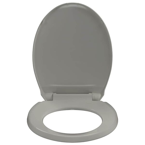 vidaXL Si&egrave;ge de toilette &agrave; fermeture en douceur Gris Ovale