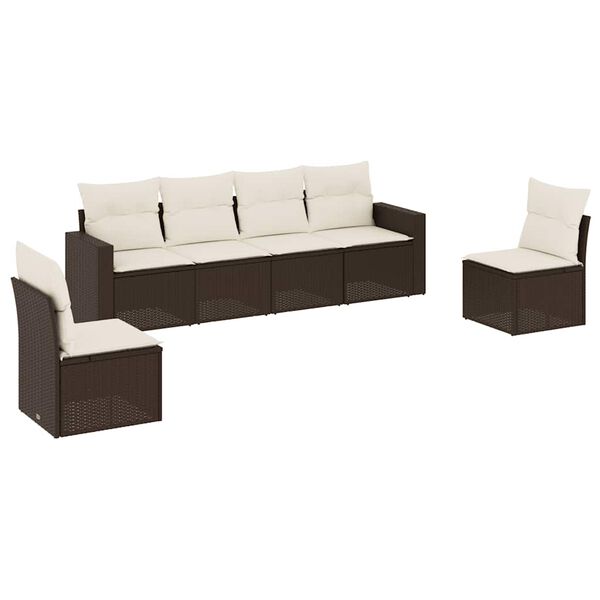 vidaXL Salon de jardin avec coussins 6 pcs marron r&eacute;sine tress&eacute;e