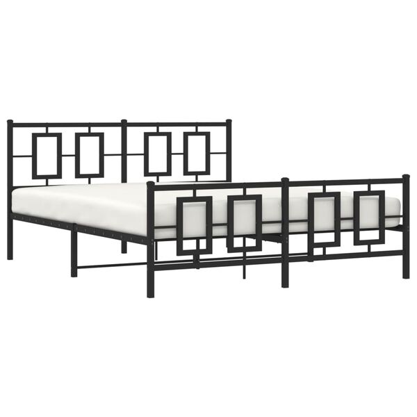vidaXL Cadre de lit métal sans matelas avec pied de lit noir 150x200cm
