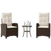 vidaXL Ensemble de bistro 3 pcs avec coussins marron résine tressée