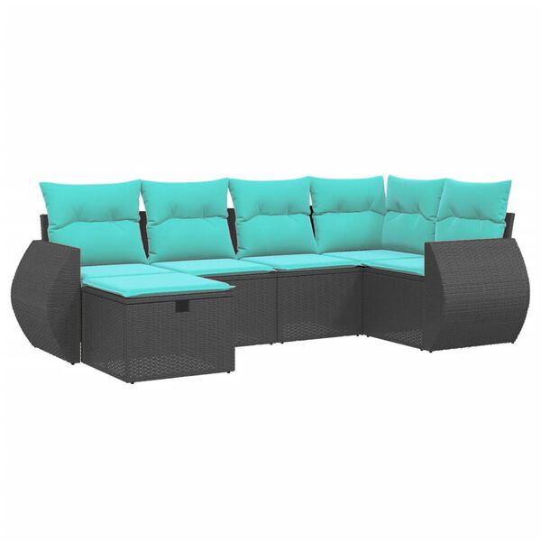 vidaXL Salon de jardin 6 pcs avec coussins noir r&eacute;sine tress&eacute;e