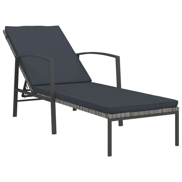 vidaXL Chaises longues lot de avec table R&eacute;sine tress&eacute;e Gris