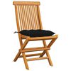 vidaXL Chaises de jardin et coussins noir lot de 4 Bois de teck massif