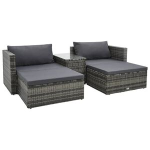 vidaXL Salon de jardin 5 pcs avec coussins R&eacute;sine tress&eacute;e Gris