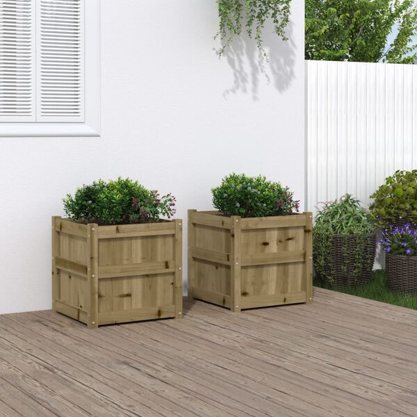 vidaXL Jardini&egrave;res 2 pcs bois de pin impr&eacute;gn&eacute;