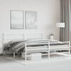 vidaXL Cadre de lit m&eacute;tal sans matelas et pied de lit blanc 193x203 cm