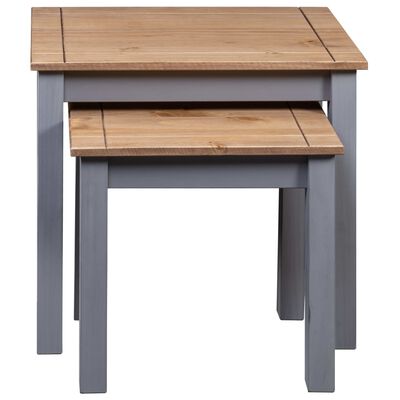 vidaXL Tables gigognes 2pcs Gris Bois de pin massif Assortiment Panama