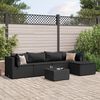 vidaXL Salon de jardin 6 pcs avec coussins Noir R&eacute;sine tress&eacute;e