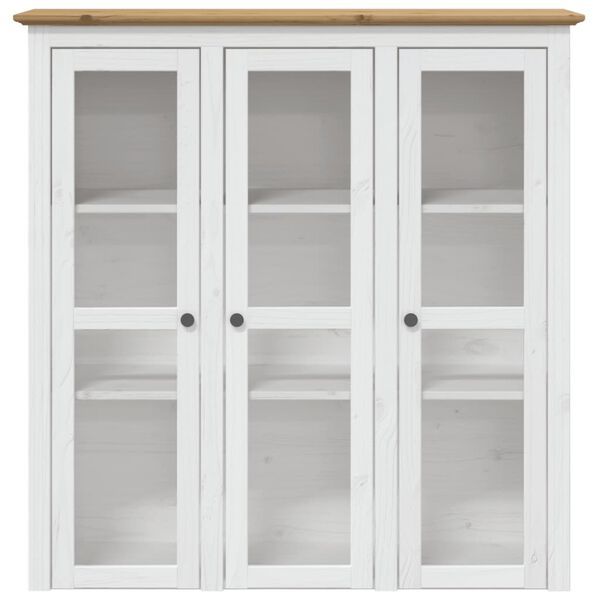 vidaXL Armoire avec portes vitr&eacute;es BODO blanc marron bois pin massif