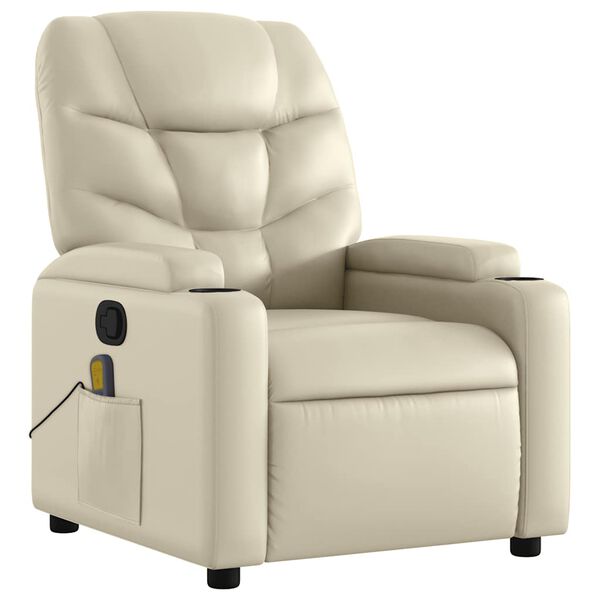 vidaXL Fauteuil de massage inclinable crème similicuir