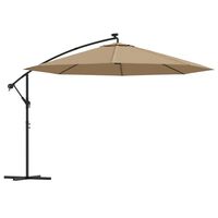 vidaXL Parasol en porte-à-feux et poteau métallique 350 cm Taupe