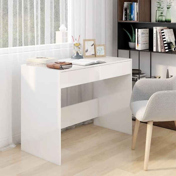 vidaXL Bureau Blanc brillant 101x50x76,5 cm Agglom&eacute;r&eacute;