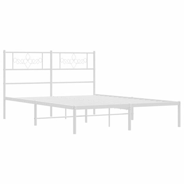 vidaXL Cadre de lit m&eacute;tal sans matelas et t&ecirc;te de lit blanc 150x200 cm