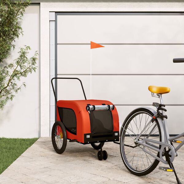 vidaXL Remorque de v&eacute;lo pour animaux de compagnie orange et noir