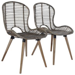 vidaXL Chaises &agrave; manger lot de 2 marron rotin naturel