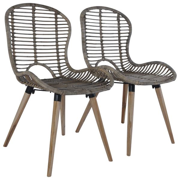 vidaXL Chaises &agrave; manger lot de 2 marron rotin naturel