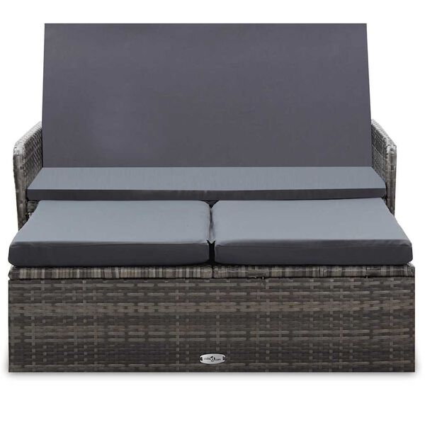 vidaXL Salon de jardin 2 pcs avec coussins R&eacute;sine tress&eacute;e Gris