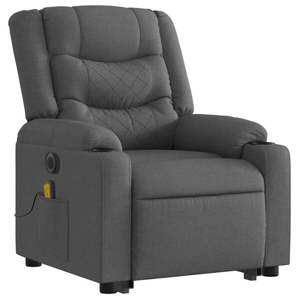 vidaXL Fauteuil inclinable de massage électrique gris foncé tissu