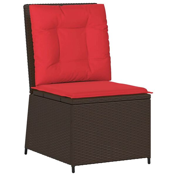 vidaXL Canap&eacute; de jardin avec coussin Marron et rouge polyrotin