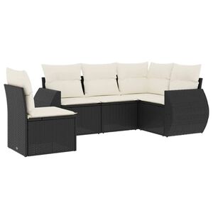 vidaXL Salon de jardin 5 pcs avec coussins noir r&eacute;sine tress&eacute;e